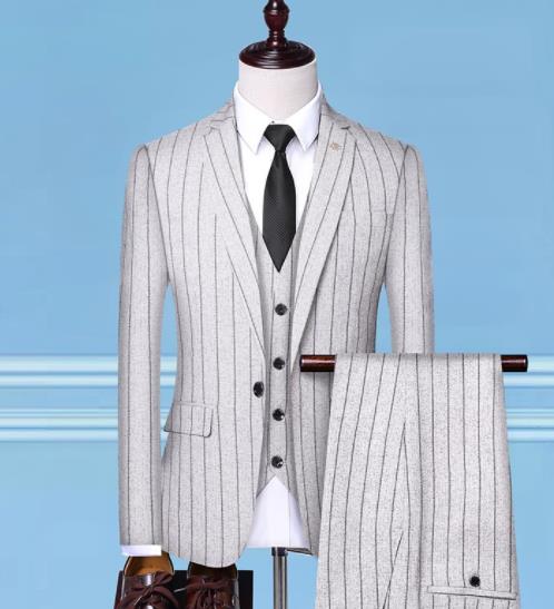 メンズファッション紳士スーツセットカジュアルスーツスリムフィットスーツ3点セッ無地テーラードジャケットビジネススーツフォーマル仕事大人っぽい落ち着いた長袖スーツパーティー忘年会司会者結婚式宴会二次会披露宴通勤黒ネイビー白グレー ストライプ柄