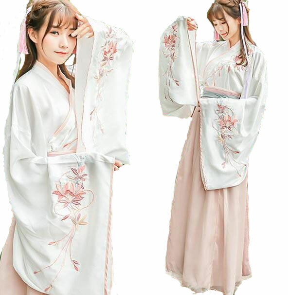 チャイナドレス 大人用中国宮廷風唐装・漢服/カジュアル// 綿麻花柄エレガント復古風コスプレ衣装 写真撮影　パーティー用ドレス　レディース 古代コスプレ衣装/中華コスプレ服 ロングタイプ 大きい袖演出服 上着＋スカート セットアップ(4)