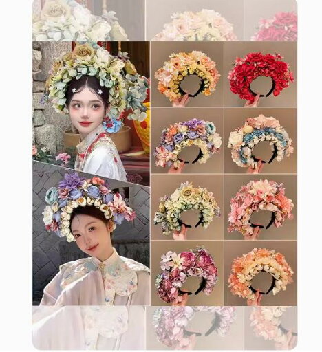 かんざしの花 ヘアアクセサリー 唐装漢服復古風古典花飾り カチューシャ 森ガール スタイル 花かんむり 花冠 花輪 造花可愛いアクセサリー ヘアバンド髪飾り王冠・パーティ かんざしの花 ヘアアクセサリー 唐装漢服復古風古典花飾り カチューシャ 森ガール スタイル 花かんむり 花冠 花輪 造花可愛いアクセサリー ヘアバンド髪飾り王冠・パーティ
