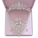 シンプルスタイル結婚小物3点セット ウェディングドレスアクセサリー ティアラ ブライダル花嫁用 ヘアバンド髪飾り キラキラストーン 女王王冠 ウェディングティア...