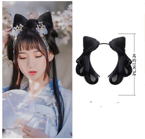 古典舞踊クラシックダンス漢服ウィッグチャイナウィッグ中華民族ダンスカチューシャ レディース練習着剣舞女性髪型民族風服飄逸 カンフー仙女ウィッグ・かつら・つけ毛 ...