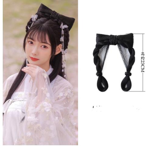 古典舞踊クラシックダンス漢服ウィッグチャイナウィッグ中華民族ダンスカチューシャ レディース練習着剣舞女性髪型民族風服飄逸 カンフー仙女ウィッグ・かつら・つけ毛 ...