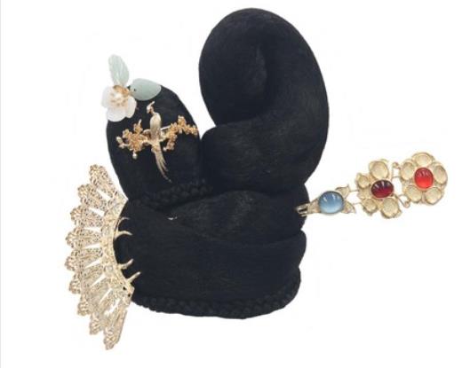 古風漢唐古典舞踊クラシックダンス漢服ウィッグチャイナウィッグ中華民族ダンスカチューシャ　レディース練習着剣舞女性髪型民族風服飄逸 カンフー仙女ウィッグ・かつら・つけ毛 一体式簡単まげ古風造形長安舞踊頭飾敦煌飛天舞髪飾