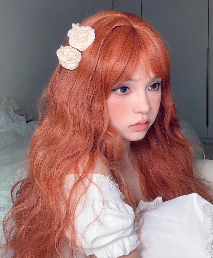 【オレンジのかつら】Lo姫様アニメコスプレウィッグ フルウィッグ カールウェーブ 黒ロングウィッグ 高級耐熱 クラブ個性少女人形ロリータ/ エレガントギャル/wig】レディースウィッグ全頭かつらコスプレウィッグ パーマ ウェーブロングヘア日常用長い巻き毛大きな波