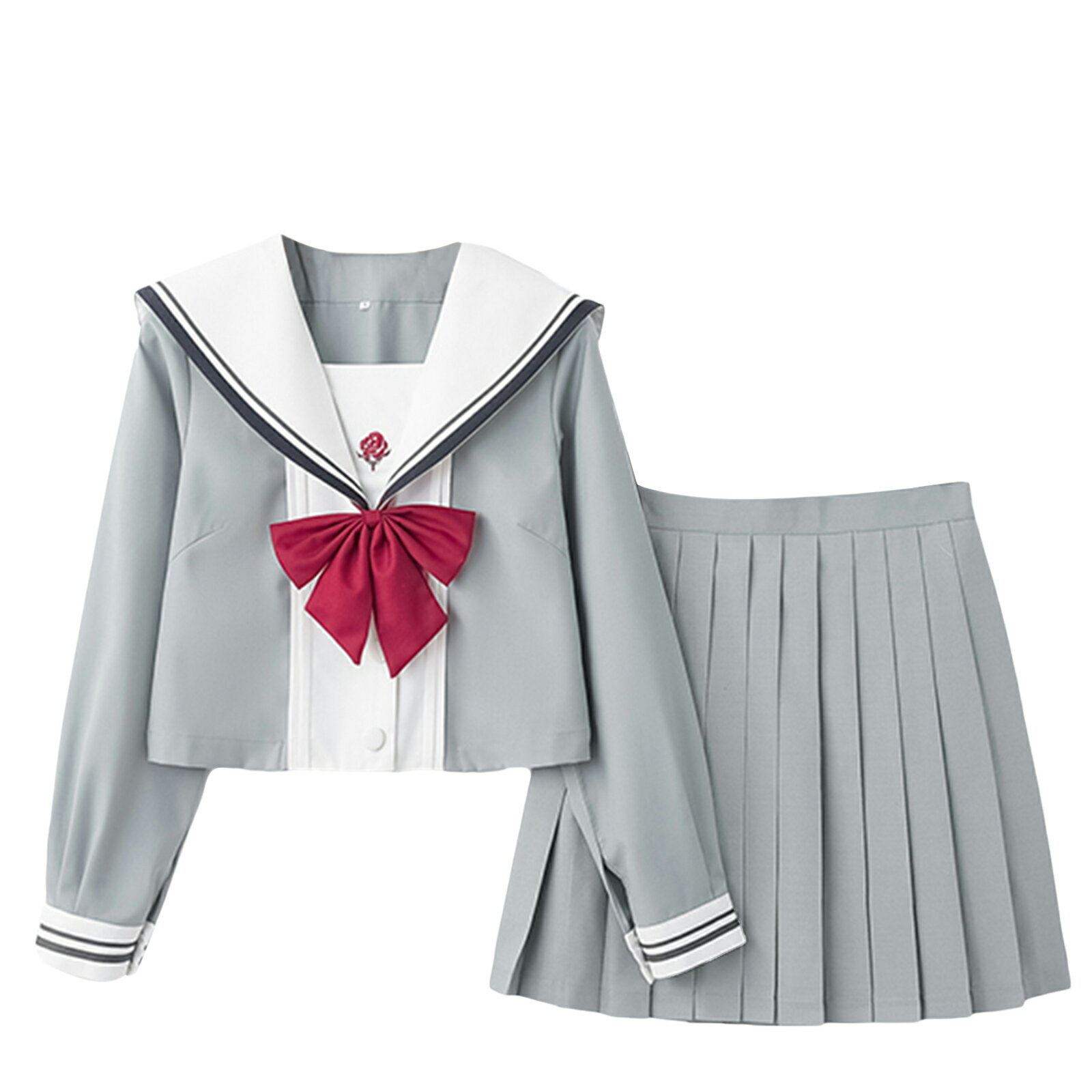 セーラー服ローズ刺繍柄jkコスプレハロウィン仮装長袖制服女子学生服スーツ半セーラー 男コスプレ制服ブレザー コスチュームスカート4点セットプリーツスカート 通勤人気学院風ロリータ制服大人用 上着+スカート+ネクタイ+靴下セットアップ