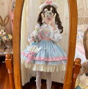 洋装キャミソールスカートロリータスカートゴスロリワンピース ロリィタ OP Lolita ロリータ コスプレ 日常服ゴスロリワンピース人形師 レディースフリルレース ワインカート少女ワンピ jsk opロリータスカートストラップスカートピンクブルー色
