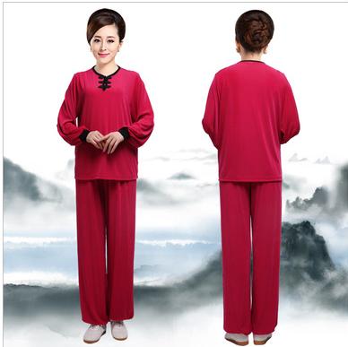 春秋太極拳専用服太極拳ウエア/トレーニング /演出服/コスプレ衣装/舞台衣装/団体服/朝練/中年老年適用/ /武術 功夫カンフースーツ/スポッツ運動服 上着＋ズボン レディースセットアップ　男女兼用 母のプレゼント