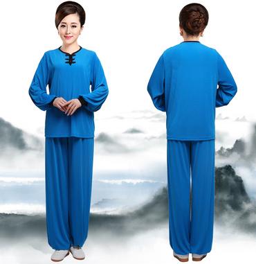 春秋太極拳専用服太極拳ウエア/トレーニング /演出服/コスプレ衣装/舞台衣装/団体服/朝練/中年老年適用/ /武術 功夫カンフースーツ/スポッツ運動服 上着＋ズボン レディースセットアップ　男女兼用 母のプレゼント