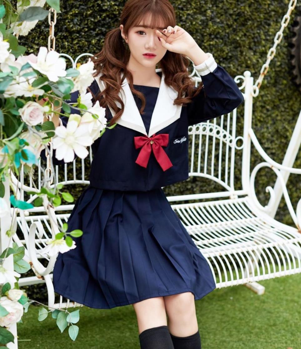 セーラー服ネイビーSnowWhite可愛い清楚jkコスプレハロウィン仮装長袖制服女子学生服スーツ半セーラー 男コスプレ制服ブレザー コスチュームスカート4点セットプリーツスカート 通勤人気学院風ロリータ制服大人用 上着+スカート+ネクタイ+靴下セットアップ