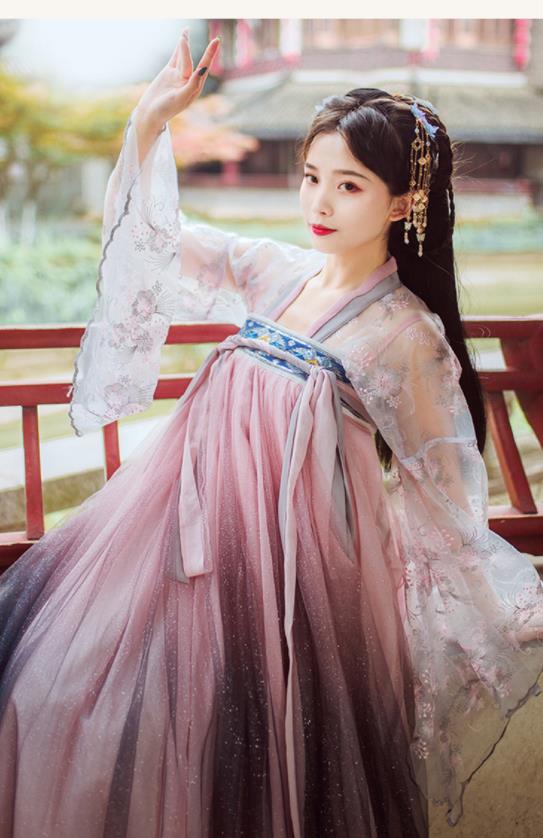 夏新品チャイナドレス 大人用中国宮廷風唐装・漢服/カジュアル// シフォン花柄エレガント復古風コスプレ衣装 写真撮影 パーティー用ドレス レディース 古代コスプレ衣装/中華コスプレ服 演出服 上着+スカート 漢服仙気超仙ひらひら 胸に斉改良