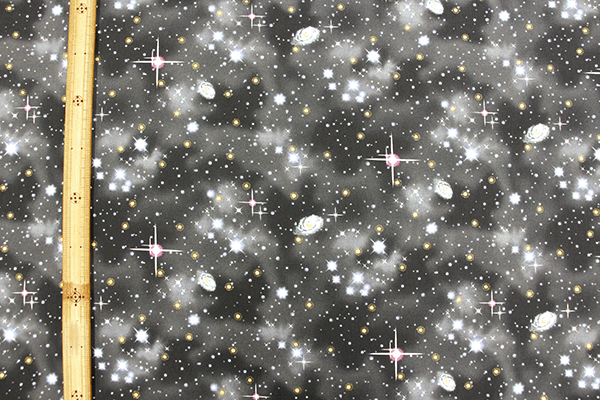 【コットンこばやし】『コスミックスター』コットンツイルプリント生地/布/スター/宇宙/スペース/ラメ/こばやし/コットンこばやし/入園入学/