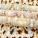 ☆シーチングプリント☆『stuffed bunny』生地 コットンシーチング生地/ラビット/うさぎ/うさぎのぬいぐるみ/ピーターラビット/シーチング/かわいい/タケヒロヤ/布