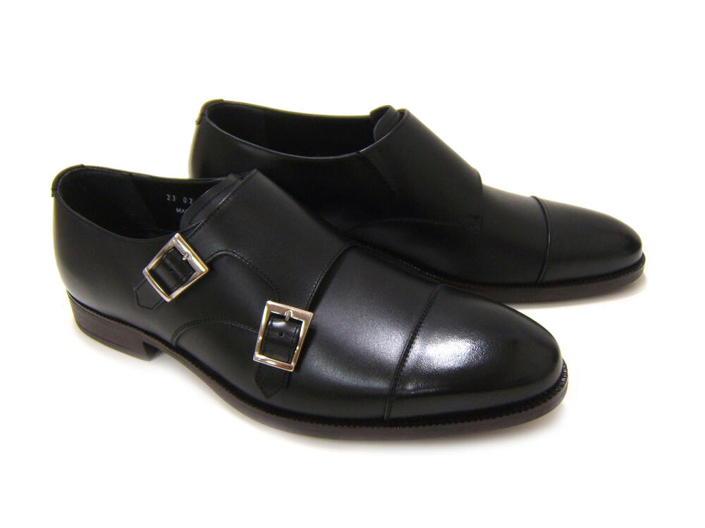 イタリアンソール採用の高級ビジネスシューズ♪ユミカツラ/Yumi Katsura YK-6403 ブラック ストレートチップ ベルトストラップ 紳士靴 国内生産 送料無料 ポイント10倍