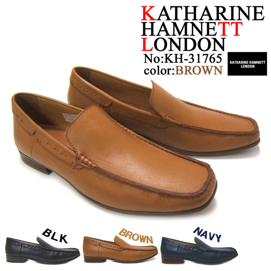 カジュアルに決めるスリップオンスタイル！KATHARINE HAMNETT LONDON キャサリン ハムネット ロンドン 紳士靴 KH-31765 ブラウン モカシン スリップオン ドライビング カジュアル パーティー 送料無料