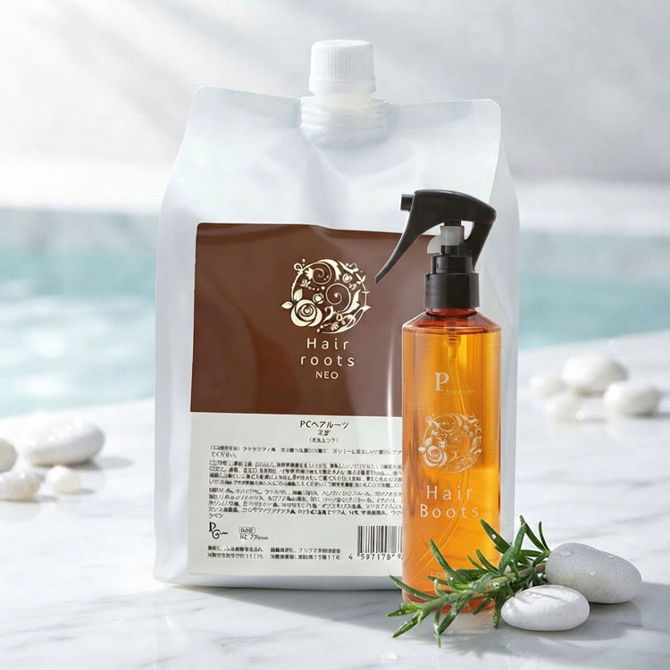 PCヘアルーツ ネオ 立毛ミスト 1000mL+200mL ■　商品説明髪のボリュームやハリコシにお悩みの方へ。ヘアルーツ NEO ネオ 立毛ミストの本体（200mL）とお得な大容量詰め替え用（1000mL）のセットです。独自の処方で頭皮環境を健やかに整え、根元からふんわりとした自然なボリューム感を与えてくれるスカルプケアローションです。毎日のお手入れに取り入れやすいミストタイプで、頭皮と毛髪をしっかりと保湿しながら、すこやかな美髪へと導きます。■　仕様 / おすすめ・セット内容：本体 200mL 1本 / 詰め替え用 1000mL 1袋 ・ご使用方法： 乾いた頭皮、またはタオルドライした軽く濡れている状態の頭皮にたっぷりとスプレーしてください。ここでたっぷり塗布することがポイントです。 髪がぐっしょり濡れる位にたっぷりと塗布した後、頭皮をマッサージして浸透させましょう。 髪を根元から立たせるようにコーミングします。気になるつむじは念入りに行ってください。 約3分間放置した後、ドライヤーで乾かしてください。するとふんわりボリュームアップが完成します。 ・おすすめポイント： 立毛筋にアプローチし、血行を促進しながら収れん作用で立毛を活性化し、ボリュームアップをサポートします。 ヒアルロン酸などの保湿成分が毛髪と頭皮を乾燥から守り、しっかり保湿します。 無着色、無鉱物油、ノンシリコン処方のため、頭皮のデリケートな方でも安心してお使いいただけます。 固めるタイプの整髪料を好まず、ナチュラルな仕上がりを求める方に最適です。 消臭、制汗効果も兼ね備えているため、頭皮のニオイが気になる方におすすめです。■　注意事項・お肌に異常が生じていないかよく注意してご使用ください。お肌に異常がある時、またはお肌に合わない時は、ご使用をおやめください。 ・体質に合わない場合は、利用を中止し医師に相談して下さい。 ・直射日光の当たる場所、極端に高温や低温になる場所には保管しないでください。 ・乳幼児の手の届かないところに保管してください。 ・効果や効能については、個人差がございます。 ・受注のタイミングによりましては在庫切れとなり発送の遅延、商品がメーカー廃盤の場合はご注文をキャンセルさせていただく事もございます。出来る限り迅速にご対応できますよう最善を尽くさせていただきますので、どうぞ宜しくお願い申し上げます。 ・パッケージやデザインがリニューアルされたり、内容量等が新しく変更になる場合がございますので予めご了承のうえご注文くださいませ。[ビューティーサポート][JAN: 4571118763164]