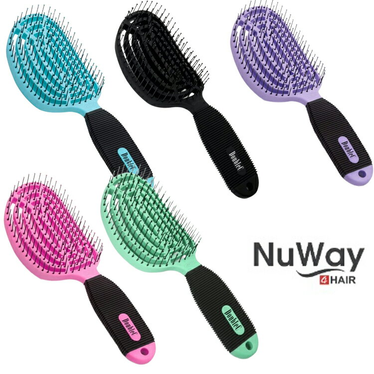 ヘアブラシ（5000円程度） NuWay4Hair DoubleC ニューウェイフォーヘア ダブルCカーブ ヘアブラシ くし DC-BL DC-PE DC-BK DC-MPK DC-MGN ブルー パープル ピンク ブラック ミントグリーン 通気性 ブロー プロ用 プロ用美容室・美容院専門店 プチギフト用 コスメジャングル