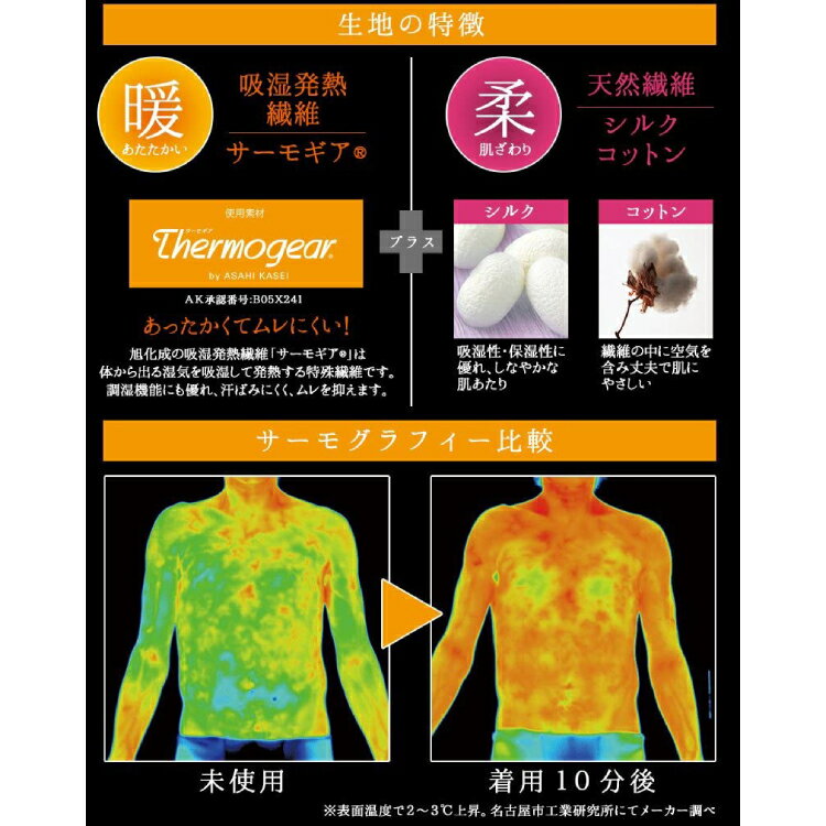 薄伸暖衣 シルキープラス (丸首） 色ブラック ワイン 色選択あり （ポスト投函送料無料　クリックポスト） あったか 暖かい 防寒 吸湿 調湿 発熱繊維 ぽかぽか インナー 伸縮性 3