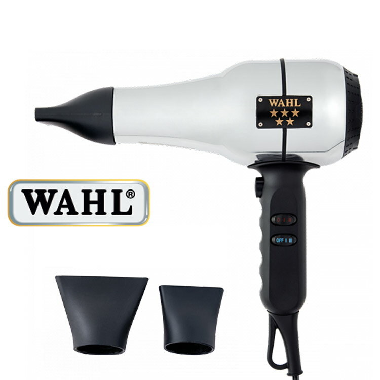 WAHL 5 Star バーバー ドライヤー■　商品説明“本物のバーバーための、本物のバーバードライヤー” (プロフェッショナルのために創られた、 プロフェッショナル・ヘアドライヤー)。1940年代 から続く、約80年のWAHLヘアドライヤーの歴史 アメリカンバーバースタイルには欠かせない、 バーバードライヤー重厚感を生み出すメタルボディー とクラシカルなデザイン熱くなりにくい2重構造 (吹出口部分の本体を握って乾かせる) 3段階の温度設定、2段階の風量設定、クールショット (冷風)で最高のヘアスタイルを実現マイナスイオン で静電気を抑える。 3段階の温度設定(低/中/高) 2段階の風量設定(弱/強) クールショット(冷却) マイナスイオン(発生方式:高圧放電) フック(耐荷重:約15kg) Model : 05054-020 本体色 : シルバー 本体寸法 : 約H200×W200×D80mm 本体質量 : 約900g(本体のみ) 電源方式 : 交流式(AC) 電　　源 : 100V (50/60Hz共通) 電源コード長 : 約2.8m 付属品 : スタイリングノズル(大)、 スタイリングノズル(小)、 取扱説明書(保証書含む)■　注意事項乳幼児の手の届かないところに保管してください。 【ご注意】パッケージやデザインがリニューアルされたり、 内容量等が新しく変更になる場合がございますので予めご了承のうえご注文くださいませ。 [ビューティーサポート][JAN: 0043917022505]