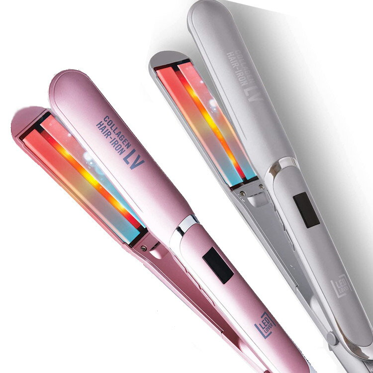 コラーゲン ヘアアイロン LV ピンクゴールド プラチナシルバー 色選択あり LEDラバー LED照射 美髪 傷まない ストレートアイロン プロ用美容室・美容院...