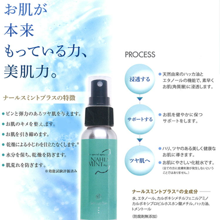ナールスミント プラス スキンローション 80ml 化粧品 スキンケア ミスト化粧水 ミストスプレー 持ち運び 乾燥 エラスチン コラーゲン 2