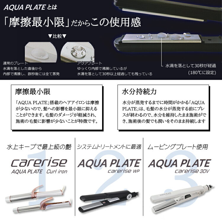 ケアライズ アクアプレート 3DV SI-100V carerise 3DV-AQUA PLATE アイロン ヘアアイロン コテ 防水 サロン専売品　サロンプロ プロ用美容室専門店