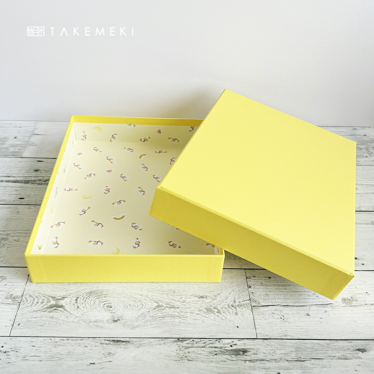 【TAKEMEKI】 キッズ ボックス A4 ピッタリ サイズ (パステルイエロー/ ユニコーン 柄) KIDS BOX お道具箱 ランドセル に入る 紙製 幼稚園 小学校 プレゼント 大人 片付け 整理整頓 かわいい パステル アニマル 日本製 入園 入学 書類 領収書 子供 小学生