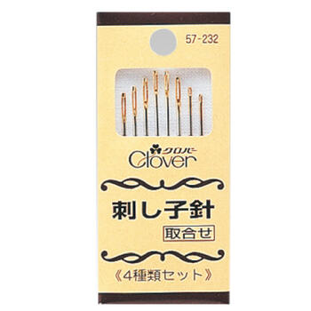 刺し子に適した針4種類×2本のセット。 内容物：ノーマルポイント 8本入 太さ0.84mm 長さ50.8mm 2本 太さ0.99mm 長さ44.5mm 2本 太さ0.91mm 長さ42.9mm 2本 太さ0.89mm 長さ34.8mm 2本 パッケージサイズ：33×75×3mm