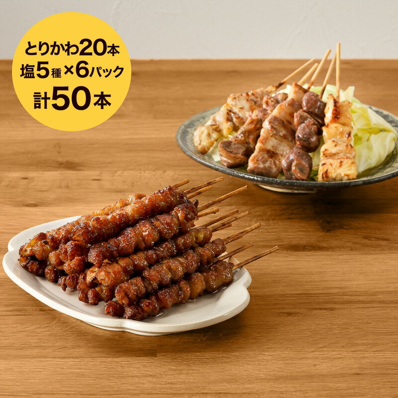 【送料無料】博多ぐるぐるとりかわ20本+ 焼鳥 【塩Aセット5種入6パック】