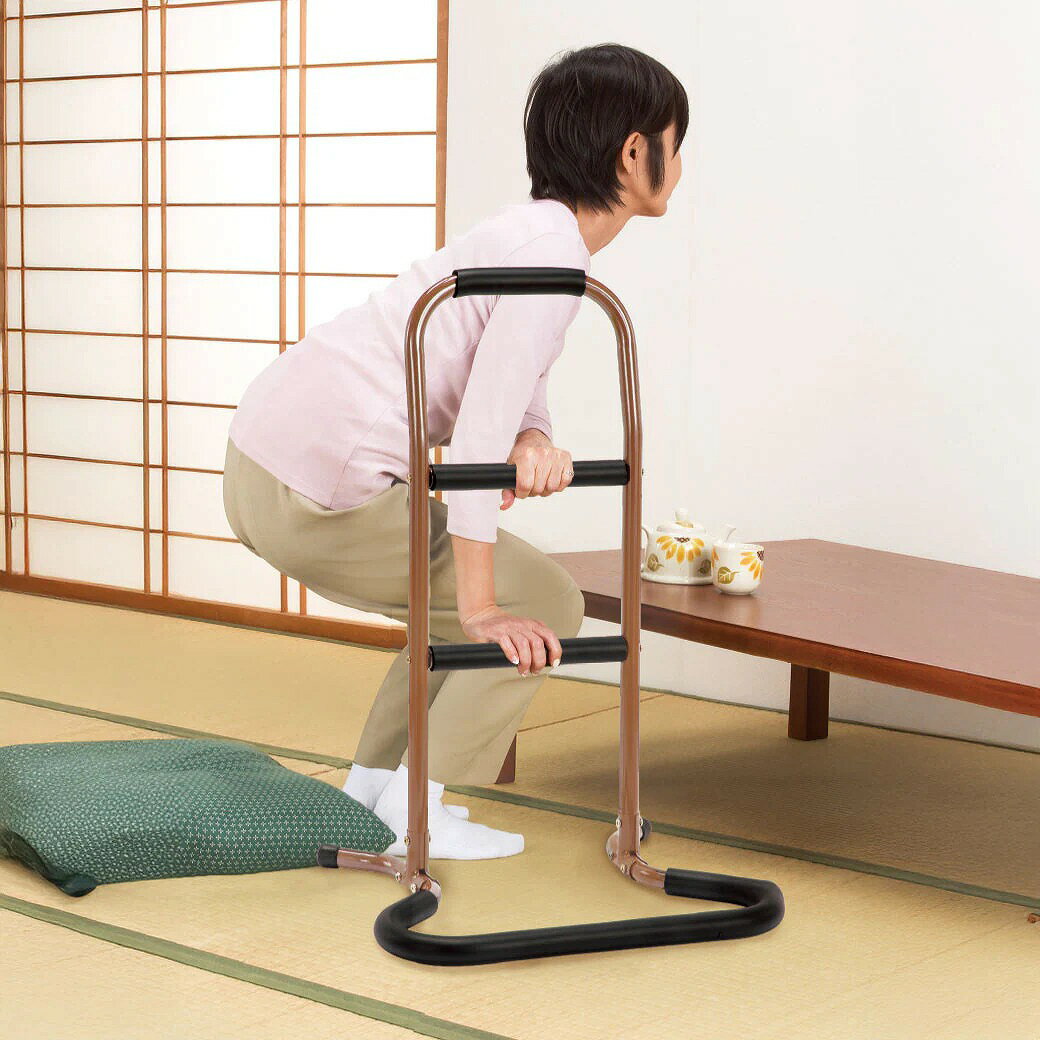 Rakuten - 【送料無料】楽らくサポート立ち上がり手すり ベッドサイド 居間 玄関 椅子トイレ立ち上がり手すり 立ち上がり補助手すり サポートスタンド 高さ3段階 安定 丈夫 介護 寝室 ベッド トイレ リビング 玄関 階段 敬老の日