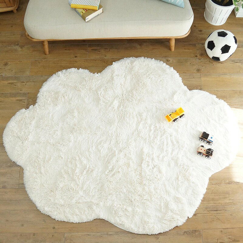 Rakuten - 【半額クーポン有】【送料無料】190x235cm 雲形ロングシャギーウレタンラグ IV