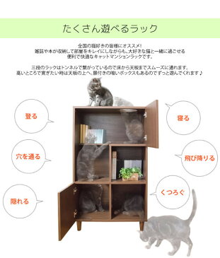 【送料無料】キャットタワー ペット用品 多頭 コンパクト キャットウォーク 猫タワー　収納ラック 据え置き おしゃれ 木製 省スペース シェルフ 収納棚 本棚 リビング収納 リビングボード 猫用品【北海道、沖縄、離島へは配送できません】