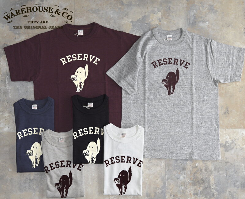 WAREHOUSE ウエアハウス Tシャツ Lot.4601 RESERVE【アングリーキャット】2025