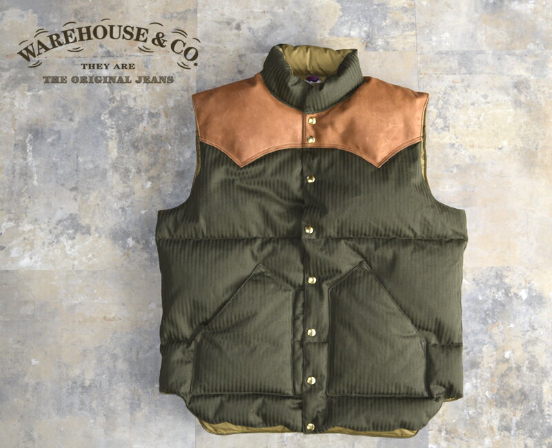 値下げ★ダウンベスト 襟付き　ウエアハウス WAREHOUSE ウエアハウスxロッキーマウンテンフェザー × Rocky