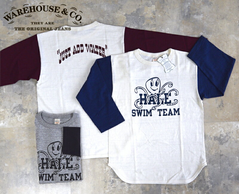 WAREHOUSEウエアハウス 4800 SWIM TEAM 7分袖ベースボールT