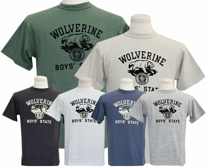 WAREHOUSEウエアハウス Tシャツ 4601 WOLVERINE フロッキープリント