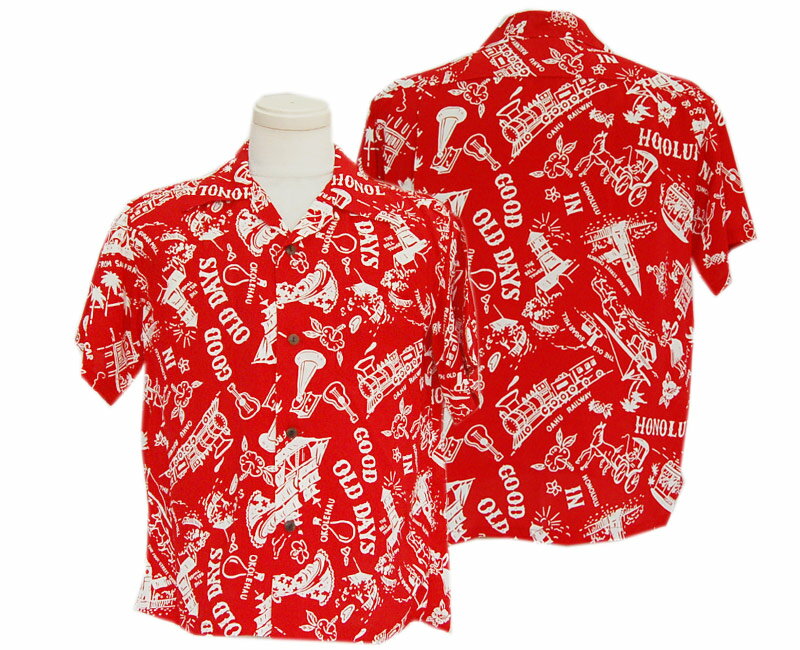 2022 SunSurf サンサーフ 半袖 SS38791 / RAYON HAWAIIAN SHIRT “GOOD OLD DAYS”(165:RED)