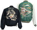 TAILOR TOYO e[[mXJWTT15390-219 / Early 1950s Style Acetate Souvenir Jacket gWHITE DRAGONh ~ gLANDSCAPEh(BLACK)