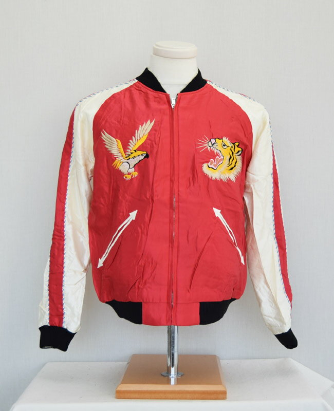 TAILOR TOYO テーラー東洋スカジャンTT15390-165 / Early 1950s Style Acetate Souvenir Jacket “ROARING TIGER” × “EAGLE”(RED)