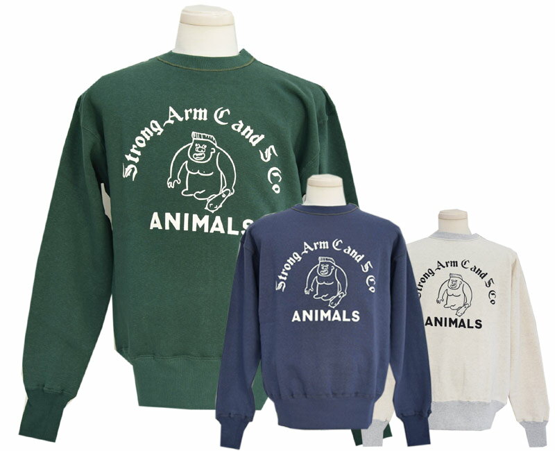 WAREHOUSEウエアハウス: John Gluckowジョングラッコー JG-CS14 Classic Crew Sweat "ANIMAKS"(プリント)