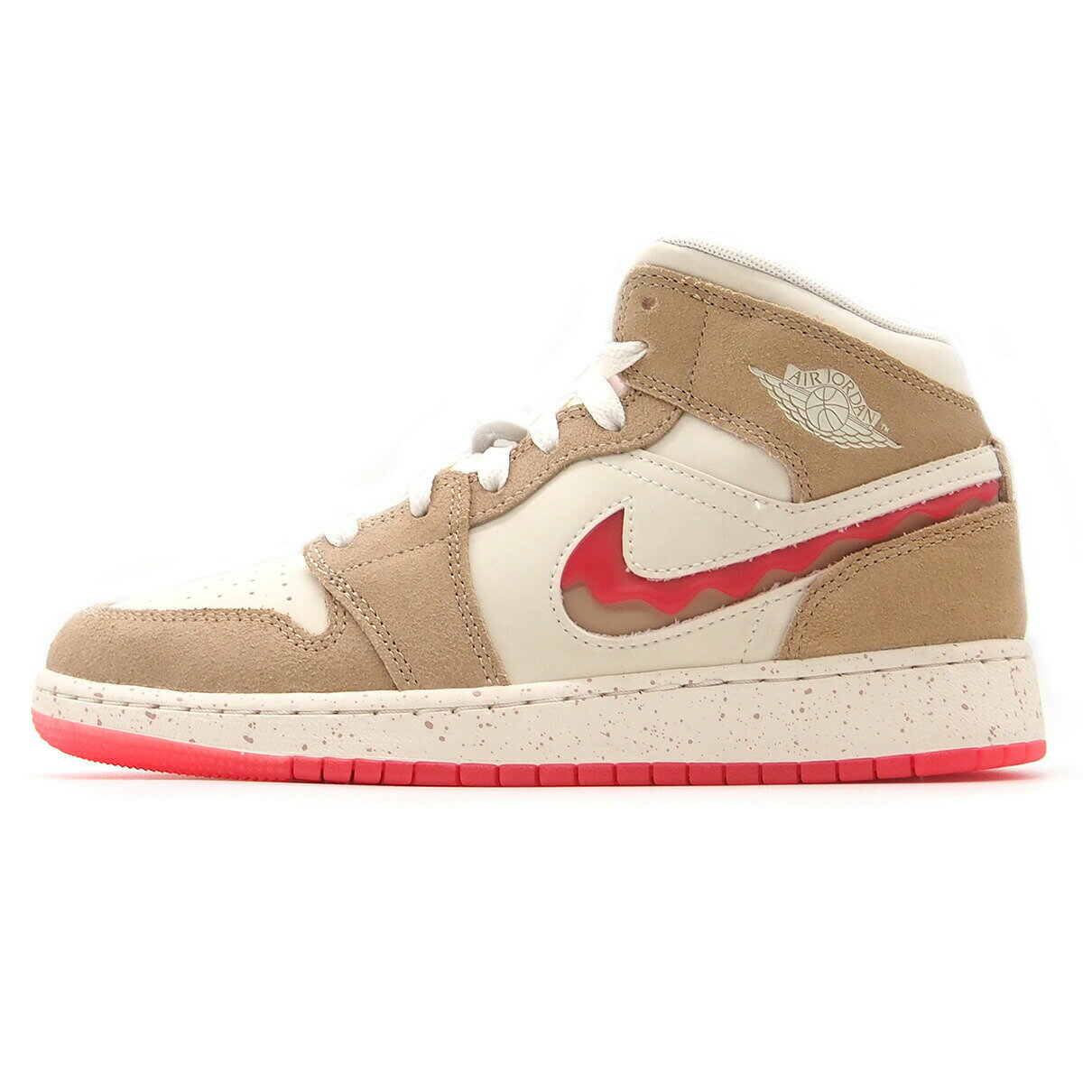 【マラソン期間P5倍!!】NIKE AIR JORDAN 1 MID GS DESERT/PALE IVORY/FUSION RED hj5958-206 ナイキ エアジョーダン 1 ミッド GS デザート/ペールアイボリー/フージョンレッド GSモデルレディース対応サイズ