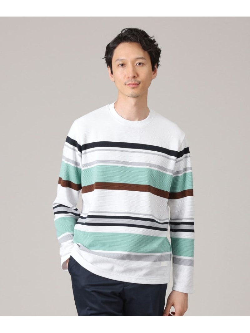 リップルパネルボーダーカットソー TAKEO KIKUCHI タケオキクチ トップス カットソー・Tシャツ ホワイト ベージュ ブルー【送料無料】[Rakuten Fashion]のサムネイル