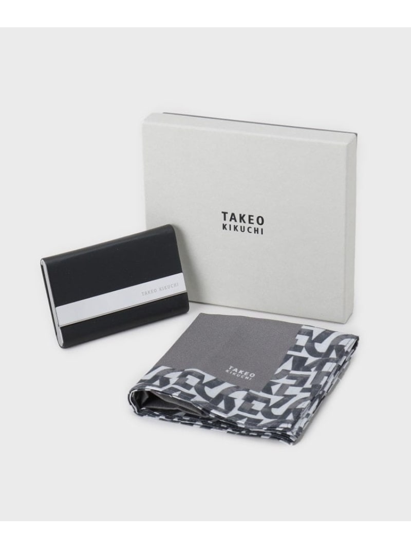 ハンカチ名刺入れセット TAKEO KIKUCHI タケオキクチ アクセサリー・腕時計 その他のアクセサリー・腕時計 ブラウン ネイビー【送料無料】[Rakut...