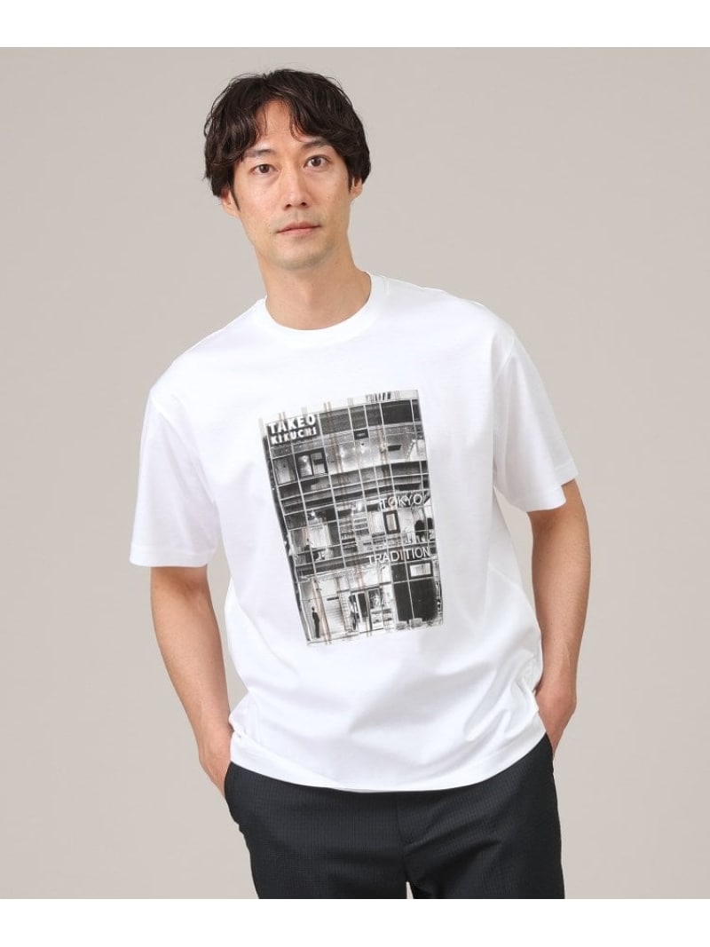 【SALE／22%OFF】【プリントT】アップリケ フォトプリント Tシャツ TAKEO KIKUCHI タケオキクチ トップス カットソー・Tシャツ ホワイト ブラック【RBA_E】【送料無料】[Rakuten Fashion]