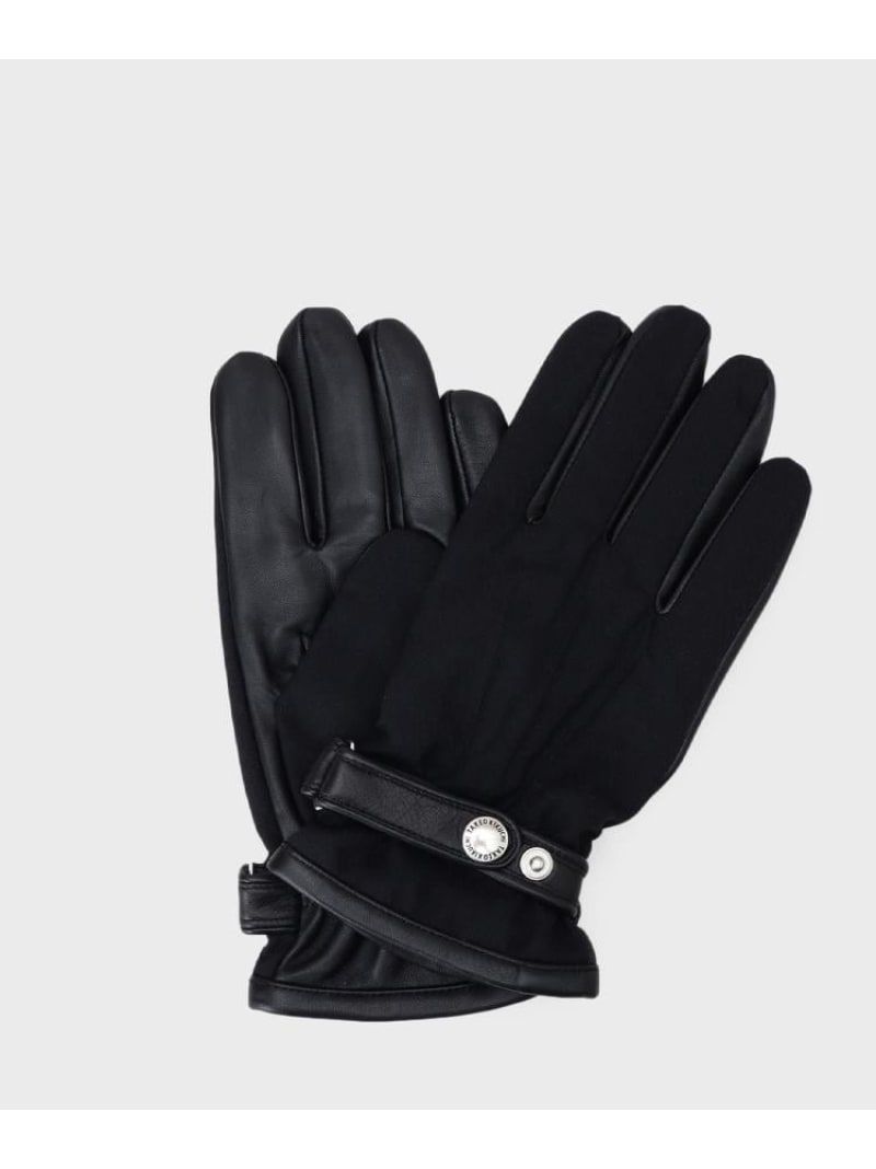 【スマホ対応】矢絣レザーコンビグローブ TAKEO KIKUCHI タケオキクチ ファッション雑貨 手袋 ブラック..