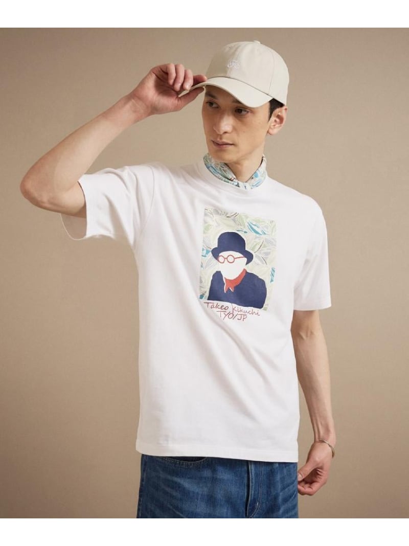 カカオ柄スクエアプリント 天竺Tシャツ TAKEO KIKUCHI タケオキクチ トップス カットソー・Tシャツ オレンジ ホワイト グリーン ネイビー【送料無料】[Rakuten Fashion]