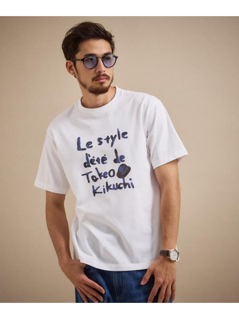 水彩ペイント アートロゴTシャツ TAKEO KIKUCHI タケオキクチ トップス カットソー・Tシャツ ブラック ベージュ ホワイト【送料無料】[Rakuten Fashion]