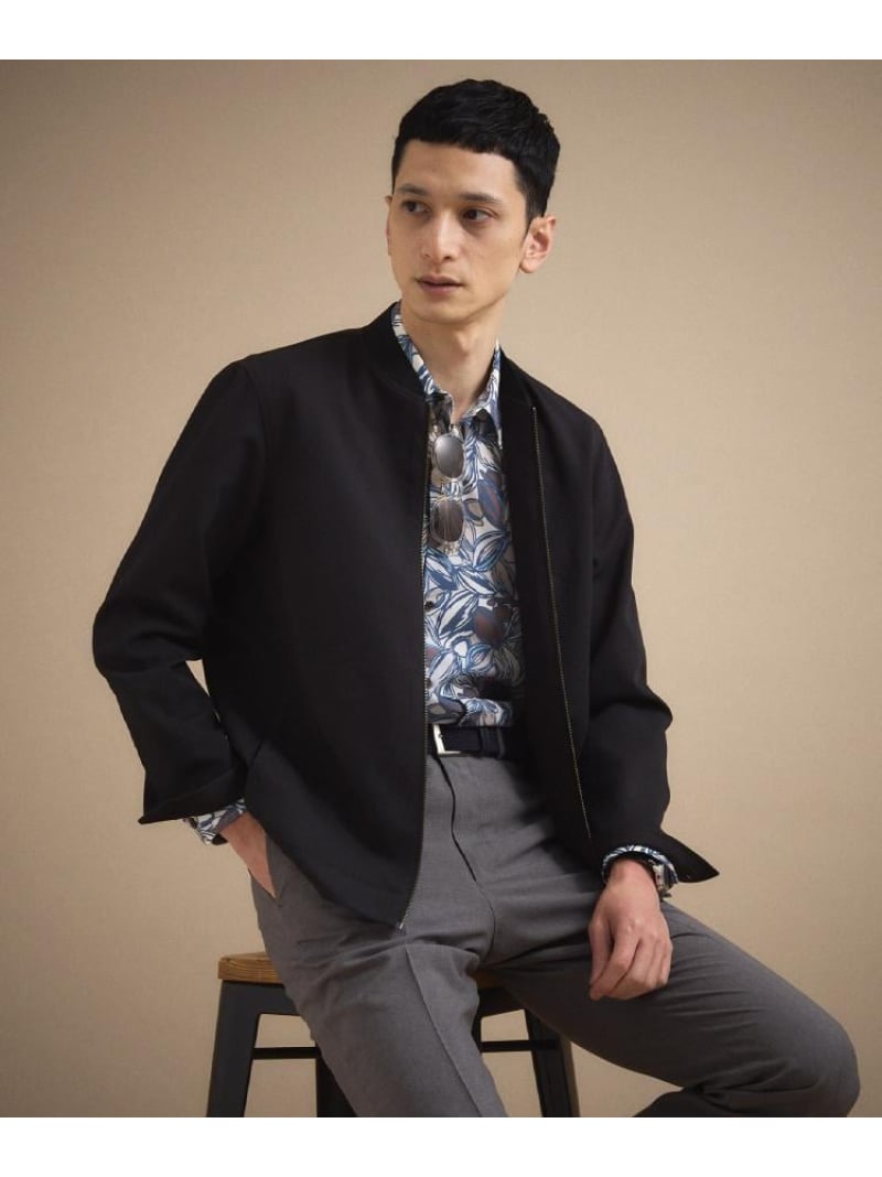 【SALE／40%OFF】リネンライクカルゼ リブブルゾン TAKEO KIKUCHI タケオキクチ ジャケット・アウター ブルゾン・ジャンパー ブラック【RBA_E】【送料無料】[Rakuten Fashion]