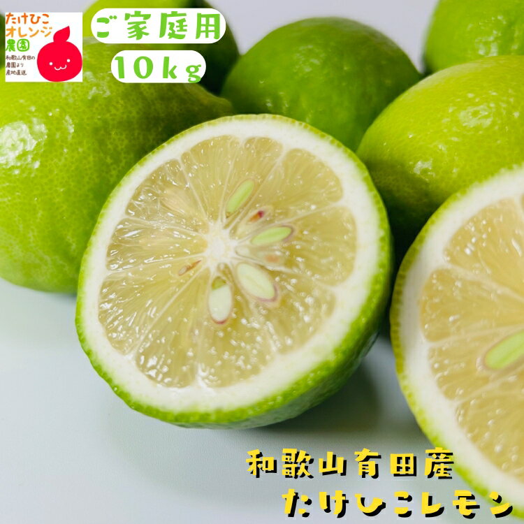 【予約】ご家庭用 わけあり 国産 (和歌山有田産) たけひこ レモン 10kg +200g(痛み補償分)_ 訳あり ノーワックス ノー防腐剤 減農薬 フルーツ 果物 送料無料 檸檬 くだもの 産地直送 人気 和歌山 県 有田