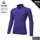 プーマ コンプレッションシャツ 上 ジュニア PUMA 長袖 吸汗 速乾 タイト ドライ モックネック ハイネック ワンポイント 656332 紫 パープル 新...