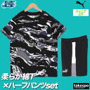 【マラソン限定】最大2000円クーポン! プーマ Tシャツ ハーフパンツ上下 ジュニア セットアップ PUMA 687826 半袖 スウェットパンツ カモ柄 迷...